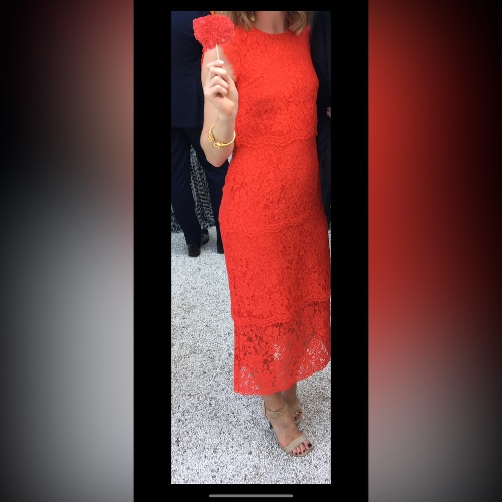 Warehouse tiered lace midi dress